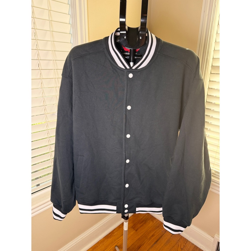 American Giant Mens Varsity Jacket XL Green Cotton Fleece Bomber Made in USA
